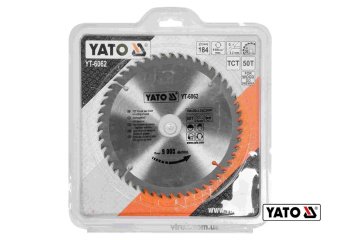 YATO Диск пиляльний победітовий по дереву YATO: 184х30х3.2х2.2 мм, 50 зубців, R.P.M до 9000 1/хв  | 