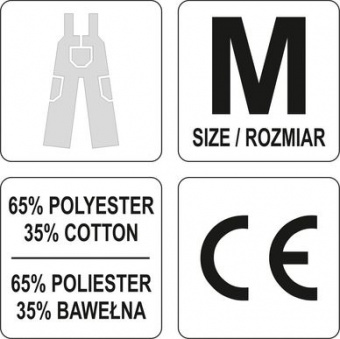 YATO Напівкомбінезон робочий DAN, розм. M; 65%- поліестер, 35%- бавовна  | YT-80291