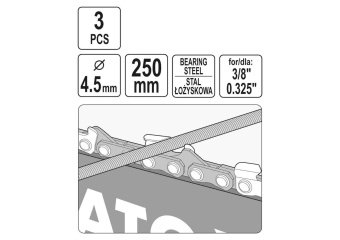 Напильники для гостріння ланок ланцюгів YATO, Ø= 4.5 мм, l= 250 мм, 3 шт. [4/200]