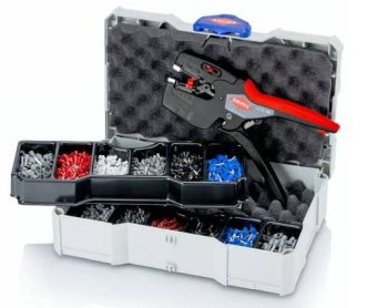 KNIPEX Набір кабельних наконечників з інструментом для опресування 12 72 190, в пластиковому кейсі