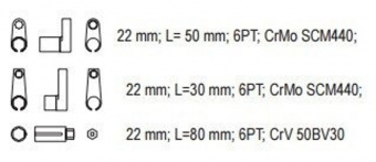 YATO Ключ торцевий з внутрішним багатогранником для лямбда-зонду YATO : l=22 мм, 3 шт  | YT-1752