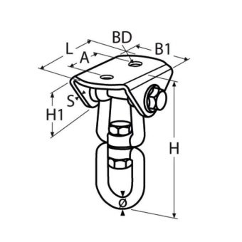 Вертлюг з кільцем на кронштейні, нержавіюча сталь А4 (AISI 316) | 815052