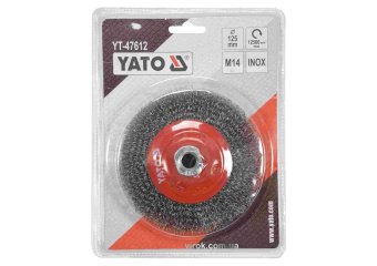 YATO Щітка зачисна з нержавіючої сталі, дискова до КШМ YATO : Ø=125 мм, гайка- М14, 12500 об/хв  | Y