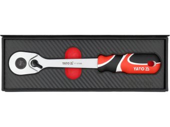 Тріщатка YATO: квадрат 1/2"(12,7 мм), L=256 мм, КМ до 1000 Nm, з прямою ручкою,90 зубів [10]