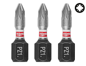MILWAUKEE Біта SHOCKWAVE, PZ1, 25мм, (3шт)