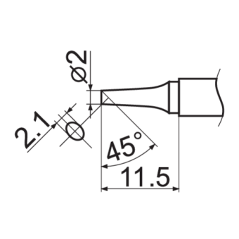 Наконечник для точкової пайки з вклад грілкою YATO заг. l= 150мм, наконеч 11,5х2,1х2 мм тип T12-BC2