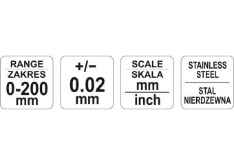 YATO Штангенциркуль YATO : L= 200 мм, точність ± 0,02 мм  | YT-72003