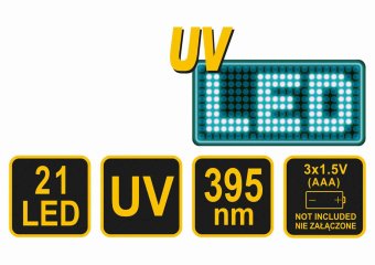 VOREL Ліхтар ультрафіолетовий з окулярами для виявлення протікання рідини, перевірки банкнот  | 8275