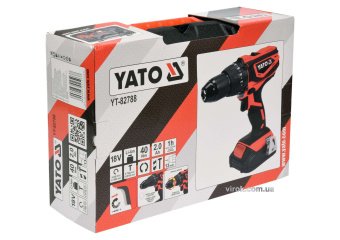 YATO Шуруповерт-дриль ударний акумулят. Li-Ion YATO: V=18 В, крутн.мом.- 40Нм, 2 Агод, патрон Ø≤13 м