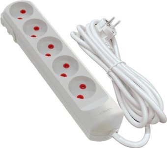 Подовжувач мережевий VIROK: l= 3 м, з 5 гніздами без заземлення