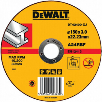 Круг відрізний DeWALT, чорний/кольоровий метал, 150х3х22.23 мм | DT42400