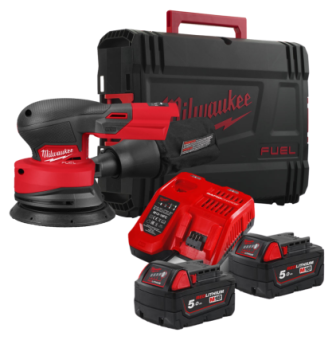 MILWAUKEE Шліфмашина ексцентрикова акумуляторна безщіткова, M18 FROS125-502X, діаметр 125мм (зарядни