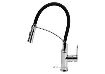 FALA Змішувач води "FLEXIBLE-2" для раковини з гнучкою чорною лійкою, регулюв. потоку води, l=60 см 