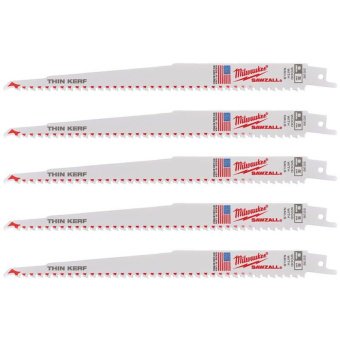 MILWAUKEE Полотно для шабельних пил THIN KERF FANG TIP, 230х5,0мм, (5шт), (деревина з цвяхами)