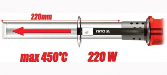 YATO Термоніж до пінопласту ел-мережевий YATO. P=220Вт, з регулятором температури 70-450°С, l=220 мм
