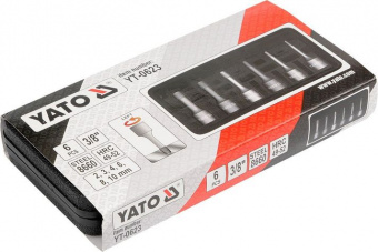 YATO Набір екстракторів YATO : квадрат 3/8". Ø= 2-10 мм, для гвинтів 8660 HRC 49-52. 6 Од.  | YT-062