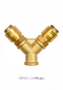 YATO Швидкознімне латунне з'єднання пневматичне YATO, 2-сторон. розгалуження Ø= 1/4" і внутр.Ø= 3/8"