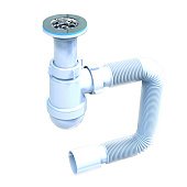 Сифон для умивальника з гнучкою трубою 40х50 мм та нержавіючим випуском 1 1/2 Fonte | 77-502