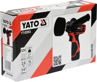 YATO Полірувальна машина акумуляторна YATO: Li-Ion 12В, 2 Агод, 2 режими, диск Ø= 80 мм, шпинд. Ø=8м