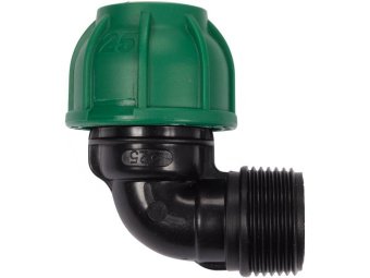 Коліно 90° до водяних пластикових труб 25 мм- зовн. різьбою G1" FLO поліпропіл, для тиску 1 MPa [50]