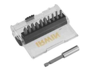 IRWIN Набір 25 мм біт 10 штук: PH1/ PH2/ PH3/ PZ1/ PZ2/ PZ3/ T15/ T20 (X2)/ T25. магнітний тримач дл
