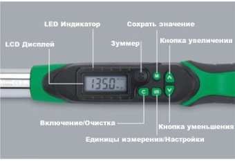 Моментный цифровой ключ TOPTUL 10-200Нм (двустороннего действия) 1/2" DT-200I4
