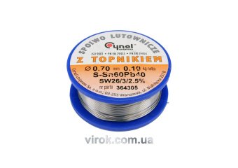 VOREL Припій Sn60-Pb40 дротяний на котушці : Ø= 0,7 мм, m=100 г  | 76806