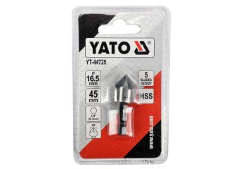 YATO Зенкер конічний по металу YATO : HSS, Ø= 16.5 мм, l= 45 мм, 5 пругів, HEX- 1/4"  | YT-44725