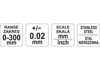YATO Штангенциркуль YATO : L= 300 мм, точність ± 0,02 мм  | YT-72004