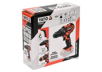 YATO Шуруповерт-дриль ударний безщітк. акумул. YATO: 18В Li-Ion, F=42Нм, 2 АГ, Ø≤13 мм (БЕЗ АКУМУЛЯТ