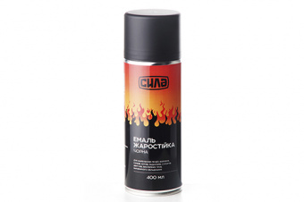 Эмаль жаростойкая чёрная глянцевая 400мл СИЛА