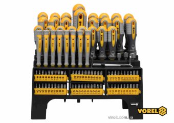 VOREL Набір викруток і викруткових насадок : Cr-V, 100 шт  | 60750