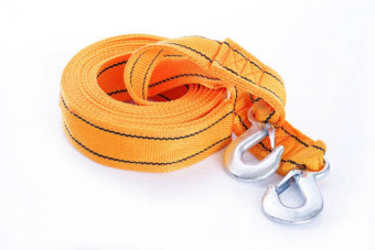 Трос буксировочный 4,5м*50мм 3т (усиленный двойной пряжкой) (крюк) (в блистере) СИЛА