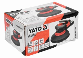 YATO Шліфмашина пневматична YATO ексцентрикова з диском Ø=150 мм, 0.63 MPa, спожив. повітря- 84 л/хв
