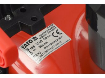 Газонокосарка бензинова YATO з приводом: 3,5кВт, ширина різання: Ø= 53 см, травозбірник- 62л