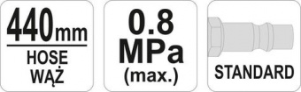 YATO Пістолет для накачування шин YATO з манометром P ≤ 0.8 MPa, Ø= 1/4", шланг l= 440 мм  | YT-2370