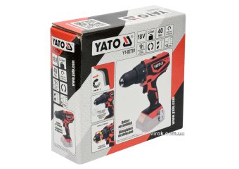YATO Шуруповерт-дриль акумуляторний YATO : 18V, Li-Ion, KM- 40 Нм, патрон Ø≤13 мм (БЕЗ АКУМУЛЯТОРА) 