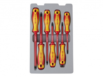 KING TONY Набор отверток, диэлектрические, 7 предметов, ( с отвертками PZ) | 30607MR