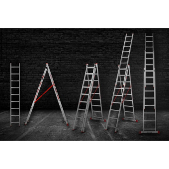 Драбина алюмінієва 3-х секційна Квітка PRO (3х9 сходинок) (110-9309)