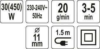 YATO Пістолет клейовий мережевий YATO Ø=11 мм, P= 450 Вт. для стержнів  | YT-82403