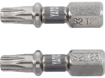 Насадка викруткова YATO TORX T25 х 25 мм. HEX 1/4", покрита нікелем, 2 шт.[10]