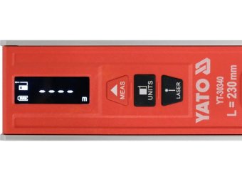 Рівень "TORPEDO" з лазерним дальноміром YATO: L= 230мм. 2 капсули, магніти, лазер- до 20м, акум-300м