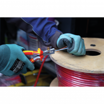 NWS Щипці для зняття ізоляції з ізольов. ручками VDE до 1000 В: L=160 мм, Ø≤10 мм // 145-49-VDE-160 