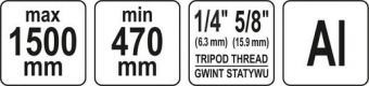 YATO Штатив тринога YATO телескоп (3 секціі) . кріплення 5/8", з штангою 38см. H= 47-150 см. алюміні
