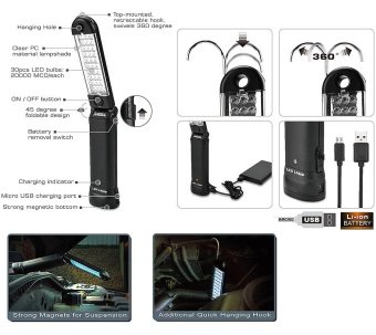 Фонарь светодиодный (Micro USB 5V) TOPTUL JJAT0105