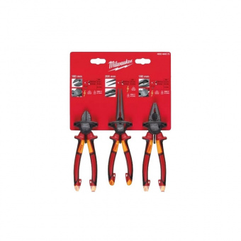 MILWAUKEE Набір VDE інструмента діелектричного(3шт),(пасатижі, бокорізи, догогубці) | 4932464575