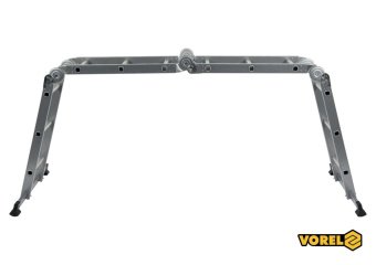 VOREL Драбина розкладна : 4 секції x 3 сходини, h=3.4 м, 94х35х27 см, алюміній+сталь  | 17704