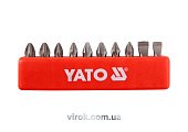 YATO Набір насадок викруткових YATO : SL5, SL6, PH1/1, PH2/2, PZ1/1, PZ2/2, L= 25 мм. 10шт.  | YT-04