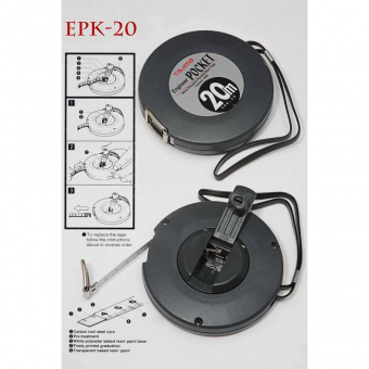 TAJIMA Рулетка инжинерная ENGINEER POCKET металлическая лента, пластиковый закрытый корпус, 20 м