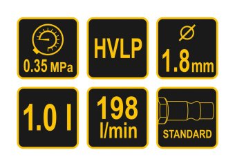 VOREL Пульверизатор HVLP з нижнім бачком V= 1л, роб. тиск = 3-4 bar, сопло Ø= 1,8  | 80903
